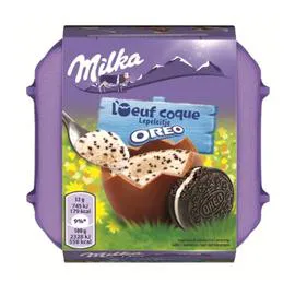 Oeufs coques au chocolat au lait fourrés crème au lait et éclats d'Oreo (128g)