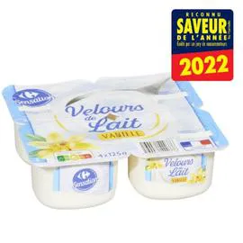 Yaourts Velours de Lait vanille (4x125g)