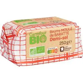 CARREFOUR BIO Beurre Demi-sel Bio Moulé de Baratte 250g