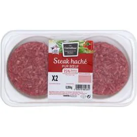 Steaks hachés pur boeuf 15% MG (2x125g)