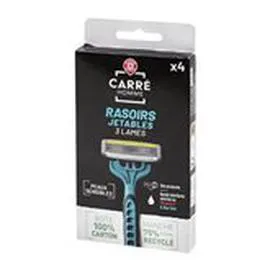 MARQUE REPÈRE, CARRÉ HOMME Rasoirs jetables 3 lames x4
