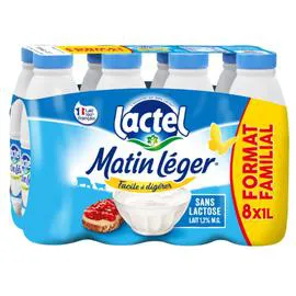 Lait Sans lactose UHT Demi-Ecrémé (8x1l)