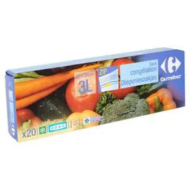Sacs congélation zip, 27x28 cm, 3 L (x20)