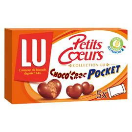 LU Biscuits enrobés de chocolat au lait Choco'Croc Pocket Petits Coeurs 180g