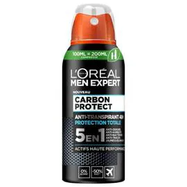 L'ORÉAL PARIS, MEN EXPERT Déodorant spray compressé 5 en1 anti transpirant 48h Carbon protect 100ml