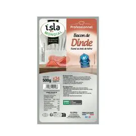Bacon de Dinde Fumé au bois de Hêtre Halal (500g)