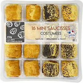 MIX BUFFET Mini feuilletés saucisse nature Moutarde et pavot - x16 250g