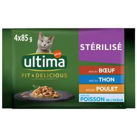 Pâtée pour chat poulet boeuf thon et poisson (340g)