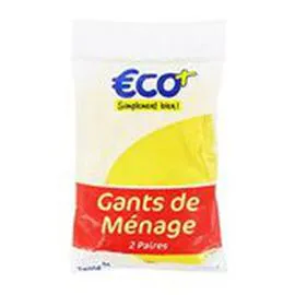 ECO+ Gants de ménage Réutilisable taille M x2