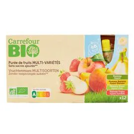 CARREFOUR BIO Compote multi-variétés s/sucres ajoutés 12x90g