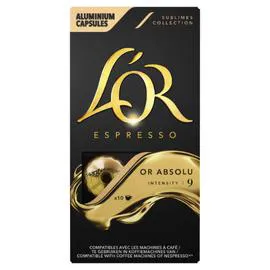 L'OR, ESPRESSO Café capsules Compatibles Nespresso or absolu intensité 9 10x5,2g