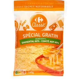 CARREFOUR CLASSIC' Fromage Râpé Spécial Gratin 150g