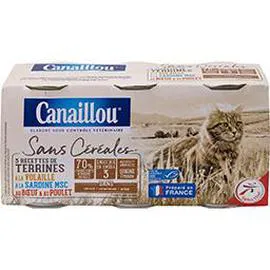 CANAILLOU Sans Céréales - Terrines 3 recettes pour chat 3x400g
