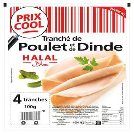 ISLA DÉLICE Tranché de Poulet et de Dinde Halal 100g