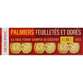 MONOPRIX Palmiers feuilletés et dorés 100g