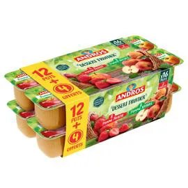 ANDROS Compotes pomme nature et pomme fraise 1,6kg