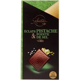 Chocolat noir pistache pointe de sel (100g)
