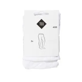 Collant fille blanc uni T4/5ans (x3)