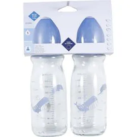 Lot de 2 biberons en verre Bleu TU (l'unité)