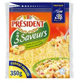 PRÉSIDENT Râpé 3 saveurs 350g