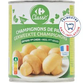 CARREFOUR CLASSIC' Champignons de Paris entiers 1er choix 460g