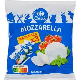 CARREFOUR CLASSIC' Mozzarella 3x125g