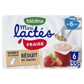 BLÉDINA Dessert lacté bébé dès 6 mois fraise Mini Lactés 6x55g