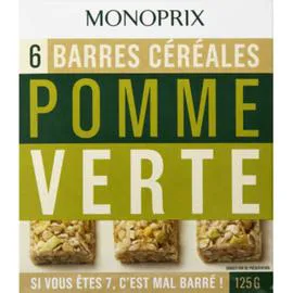 MONOPRIX Barres céréales pomme verte 125g