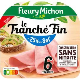 Jambon tranché fin dégustation réduit en sel sans couenne (180g)