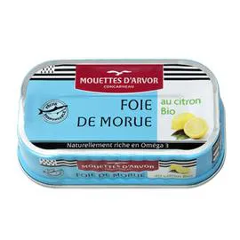 Foie de morue naturel au citron Bio (120g)