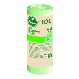 ECOPLANET Sac poubelle compostables à lien coulissant 10L x15