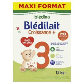 BLÉDINA Lait bébé en Poudre de 1 à 3 ans croissance 1,2kg