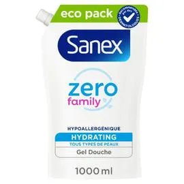 SANEX Eco recharge gel douche Zéro 0% famille hydratant 1l