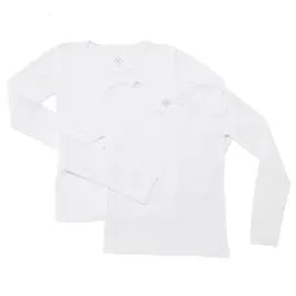 T-shirt fille blanc manches longues T2-3 ans coton Bio (x2)