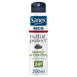 SANEX Déodorant Spray Men Natur Protect à la pierre d'Alun Respect & control 24h 200ml