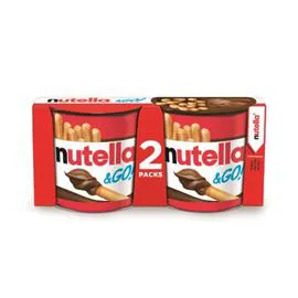 FERRERO, NUTELLA Bâtonnets céréaliers et pâte à tartiner aux noisettes et cacao 104g