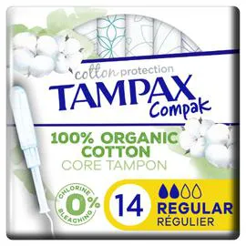 TAMPAX Tampons Compak Coton Protection Régulier Avec Applicateur x14