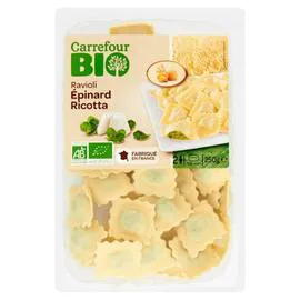 CARREFOUR BIO Pâtes fraiches bio ravioli épinard ricotta 250g