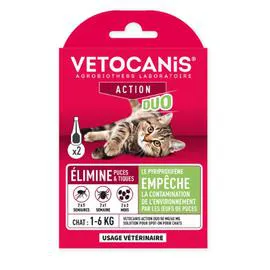 Insectifuge pour chat soin pour les infections par les puces & les tiques (2x0,5ml)