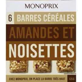 Barres céréales amandes et noisettes (125g)