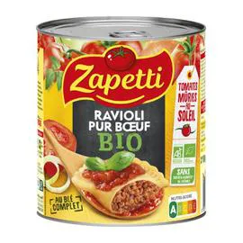 ZAPETTI Plat cuisiné ravioli pur boeuf bio 800g