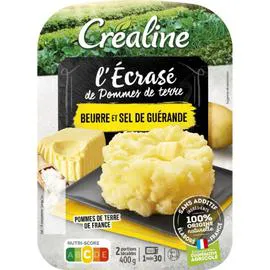 CRÉALINE Purée fraîche écrasé de pommes de terre 400g