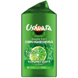 USHUAÏA Gel Douche Tonifiant 3 en 1 Visage Corps Cheveux Agrumes 300ml