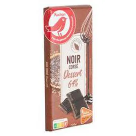 AUCHAN Tablette de chocolat noir pâtissier corsé 64% de cacao 200g