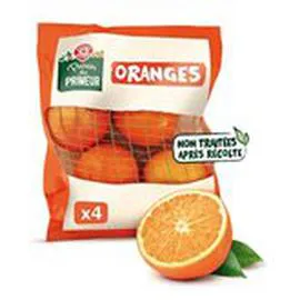  Oranges non traitées Panier du Primeur Sachet x4 x4