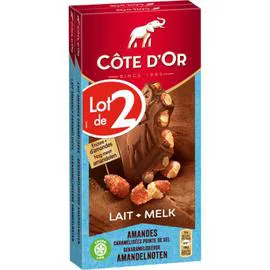 Chocolat au lait amandes caramélisées (2x180g)