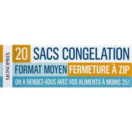 Sacs congélation fermeture à zip, format moyen (l'unité)