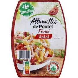 CARREFOUR SENSATION Allumettes de poulet fumées halal 200g