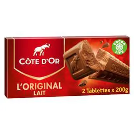 CÔTE D'OR Chocolat au lait L'Original 2x200g