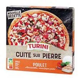MARQUE REPÈRE, TURINI Pizza Cuite sur pierre Poulet rôti poivrons 400g